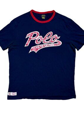 Polo Ralph Lauren Blue Script Classic Fit Graphic T-Shirt, Men's Medium